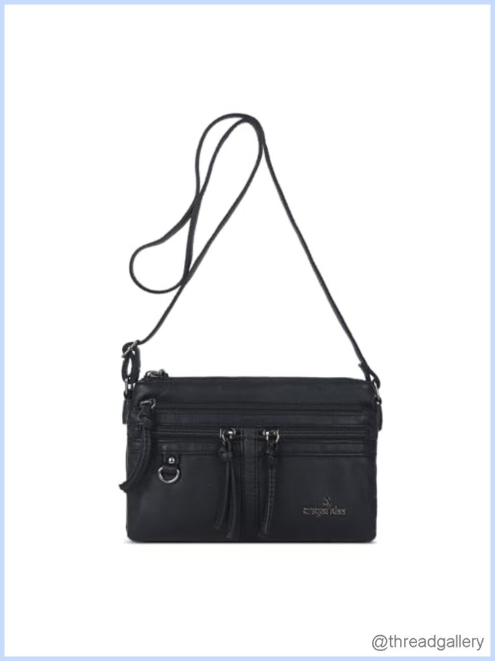 Small Vegan Leather Crossbody Bag Triple Compartment Cell Phone Purse